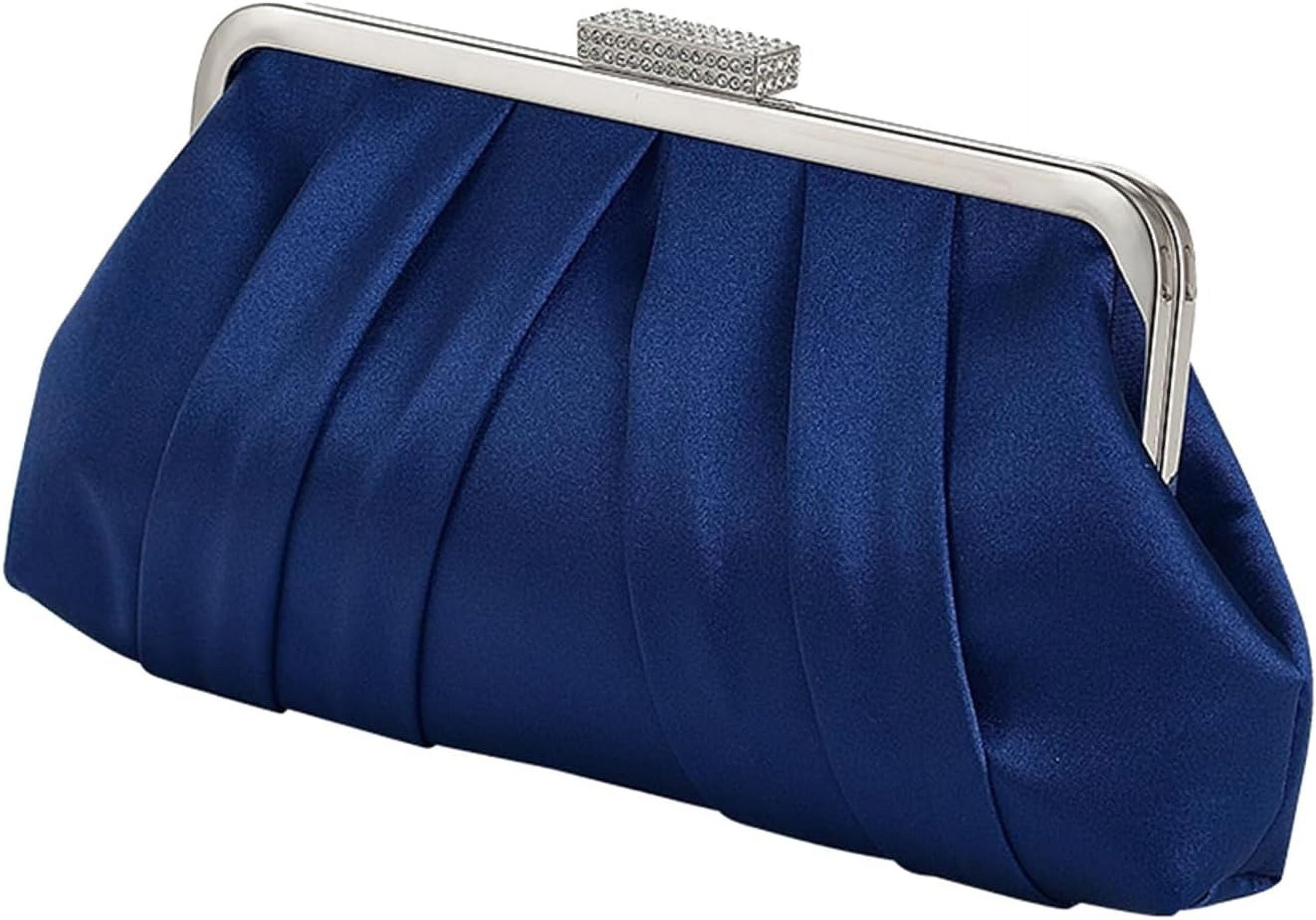 Women Elegant Evening Clutch Bag Small Formal Handbag Pleated Satin Shoulder Bag Simple Classic Purse