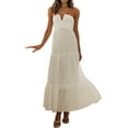 thumbnail image 1 of Women Elegant Halter Maxi Dress Solid Sleeveless Backless Tie-Up Neck Long Dress Summer Beach Party Going Out Dresses, 1 of 7