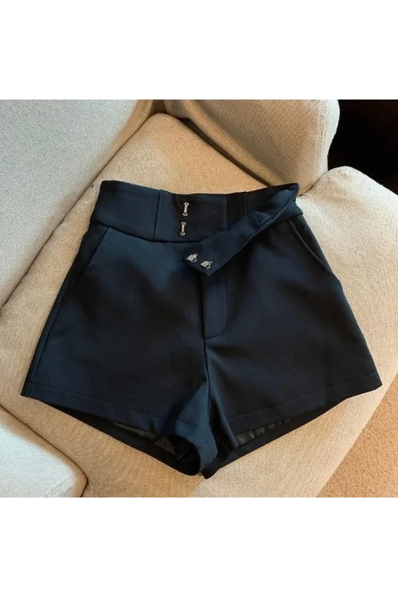 Women Elegant High Waist White A Line Wide Leg Suit Short Slim Hot Short Pants