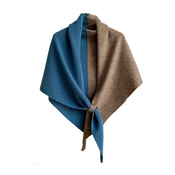 Women Elegant Knit Triangle Shawls Wraps Trendy Color Tie Up Knotted Pashmina Scarf Sweater Fall Winter 2025 Dark Blue Free