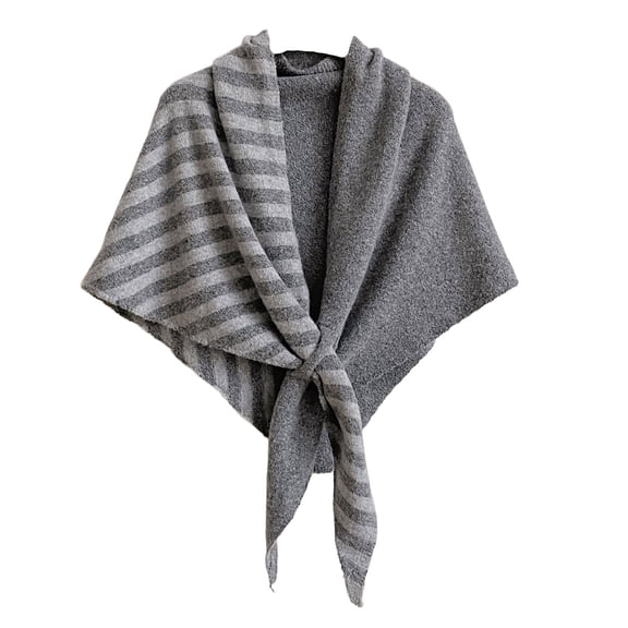 Women Elegant Knit Triangle Shawls Wraps Trendy Color Tie Up Knotted Pashmina Scarf Sweater Fall Winter Gray Free