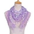 thumbnail image 1 of Women Elegant Lace Tassel Sheer Triangle Scarf Hollow Floral Shawls Nice, 1 of 1