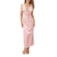 thumbnail image 1 of Women Elegant Lace Trim Maxi Dress Deep V-Neck Sleeveless Long Bodycon Dress Summer Front Tie-Up Backless Party Dresses, 1 of 7