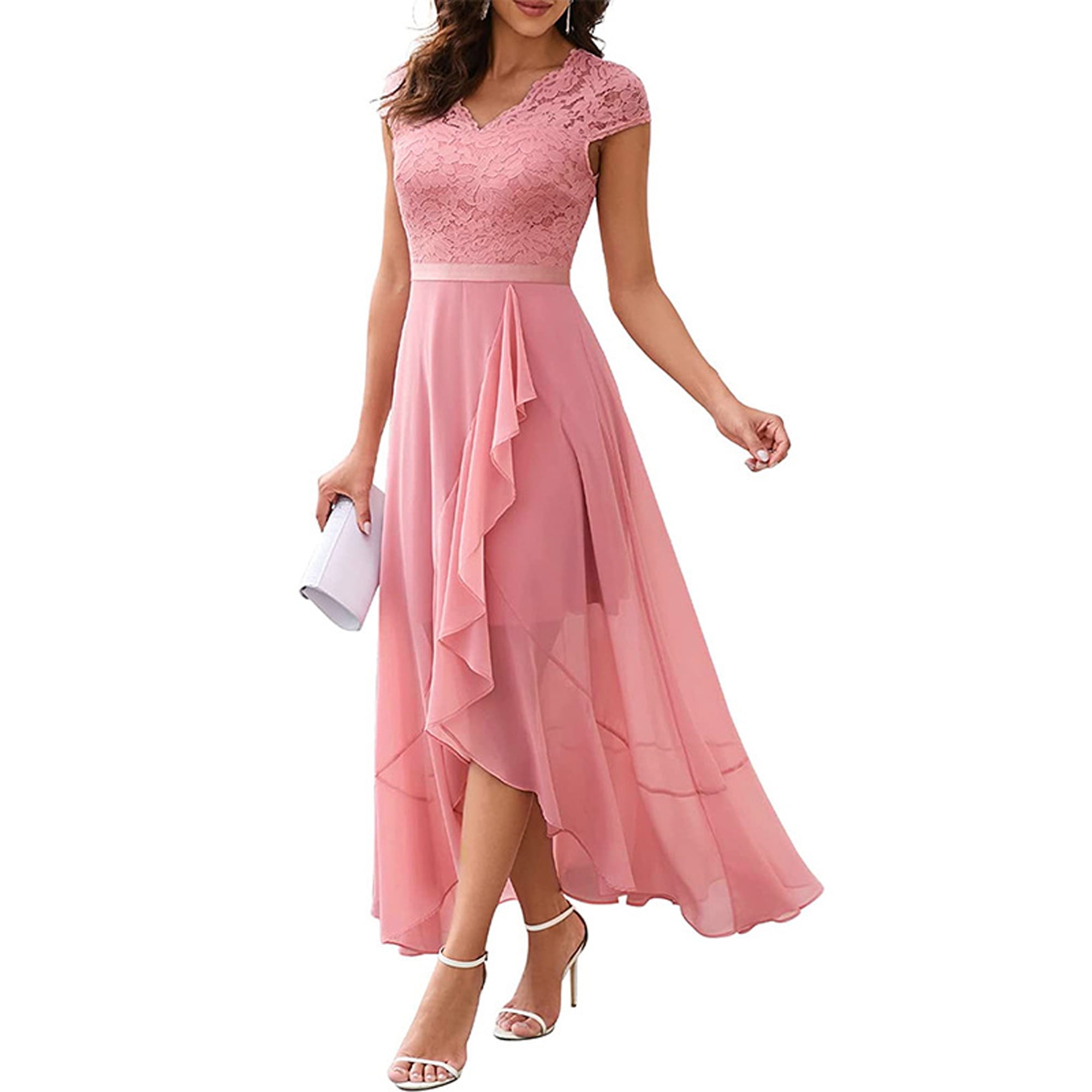 Women Elegant Long Dress V Neck Sleeveless Lace Patchwork Wedding Prom Dress Pink XL 4b822369 637e 439d bdd2 511bfa184c04.e5bd2b158dc9036a642f9c421b3b38fd