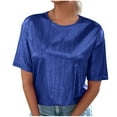 thumbnail image 1 of Women Elegant Metallic Shirt Round Neck Sparkly Shiny Top Holographic Party Club Disco Rock Concert Glitter Shirts, 1 of 8