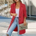 thumbnail image 1 of Women Elegant Notched Collar Double Breasted Wool Blend Over Coat Red XL, 1 of 5
