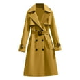 thumbnail image 1 of Women Elegant Notched Collar Double Breasted Wool Blend Over Coat with Decor Belt Midi Trench Coat Women's Fall Winter Clothes (Yellow M), 1 of 3