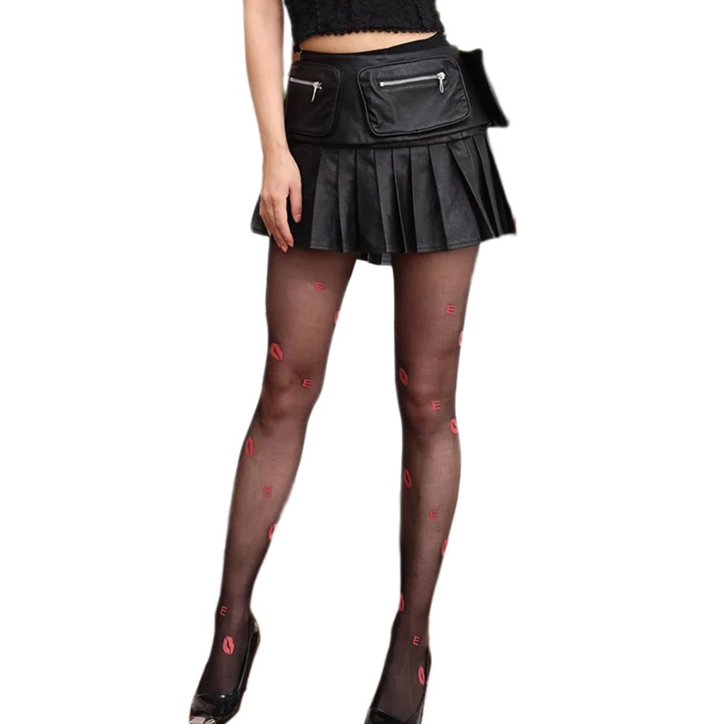 Women Elegant Pantyhose Sheer Tights Lip Patterned See Through ...