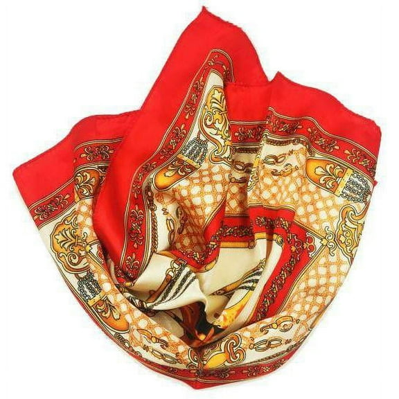 Women Elegant Red Gold Horse Scarf