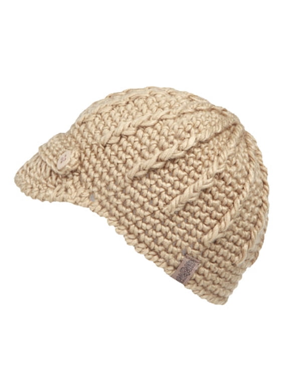 Women Elegant Rib Knitted Cabbie Skull Cap Winter Beanie Hat with Visor