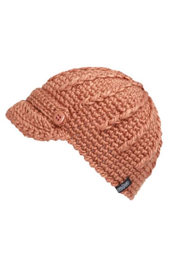Women Elegant Rib Knitted Cabbie Skull Cap Winter Beanie Hat with Visor