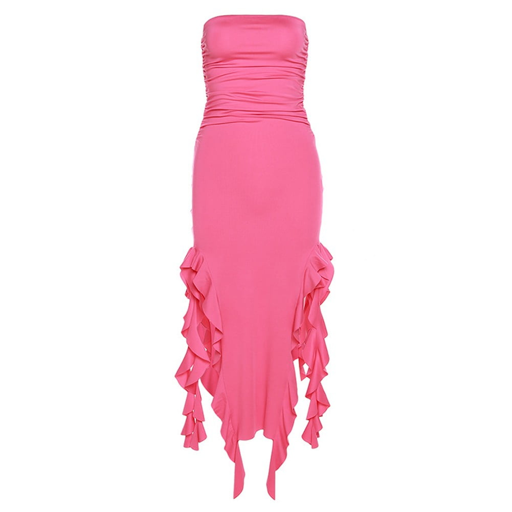 Women Sexy Elegant Ruffle Mesh 2pcs Skirt Sets Y2K Floral Tie-up Camisole Bustier Crop Tops