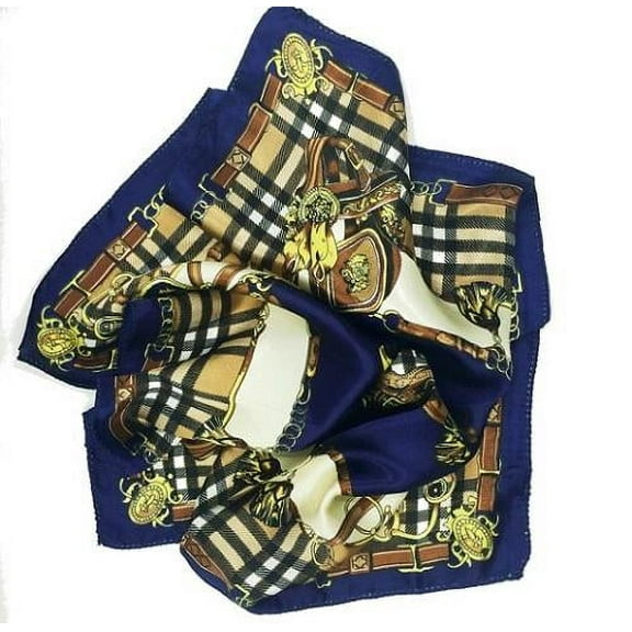 Women Elegant Saddle with Tartan Pattern Blue Scarf
