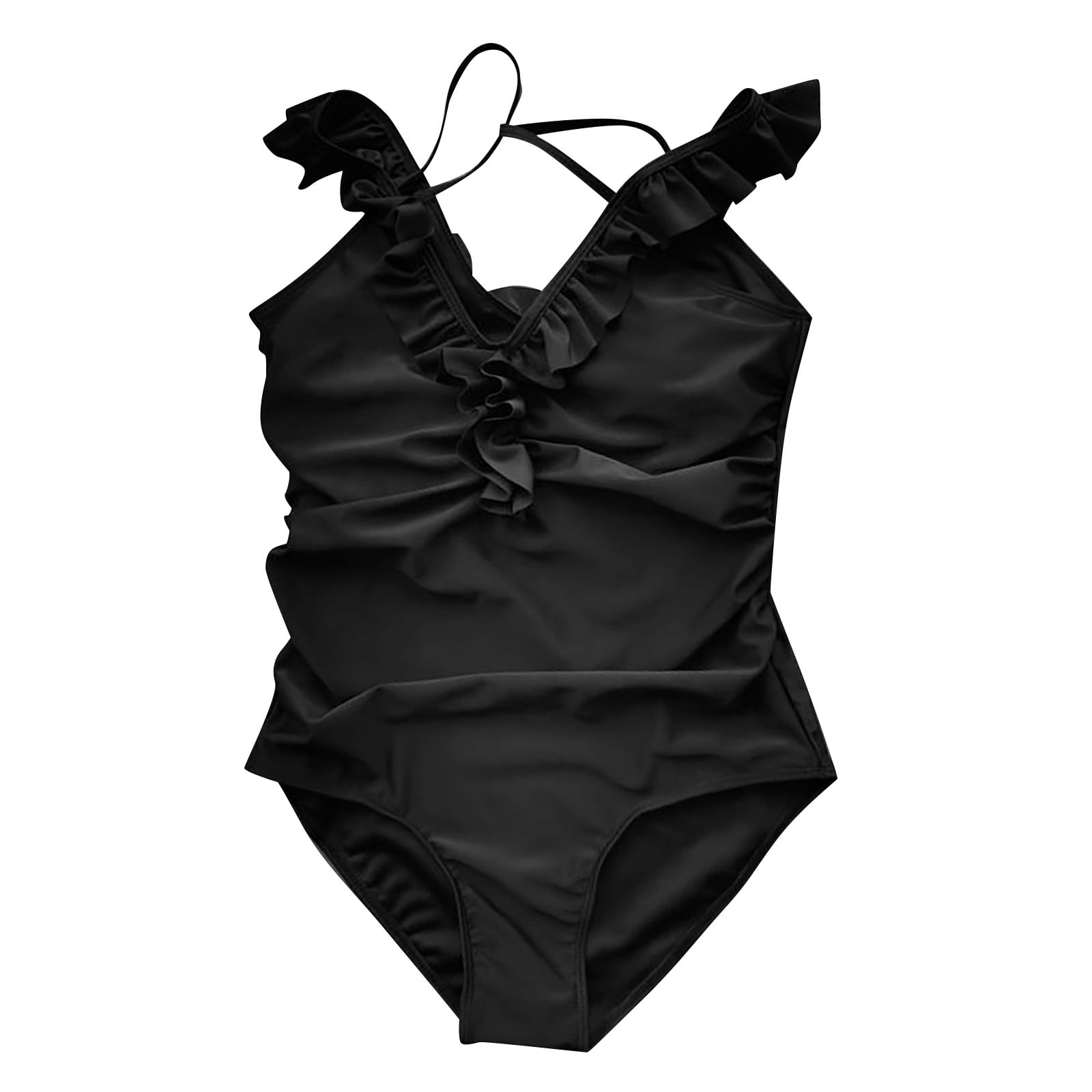 Women Elegant Swimsuits Summer Comfy Slim Deep V Neck Solid Color Backless Cute Open Back One