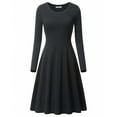 thumbnail image 1 of Women Elegant Temperament Solid Color Round Neck Long Sleeved Dress(Black,4XL), 1 of 3