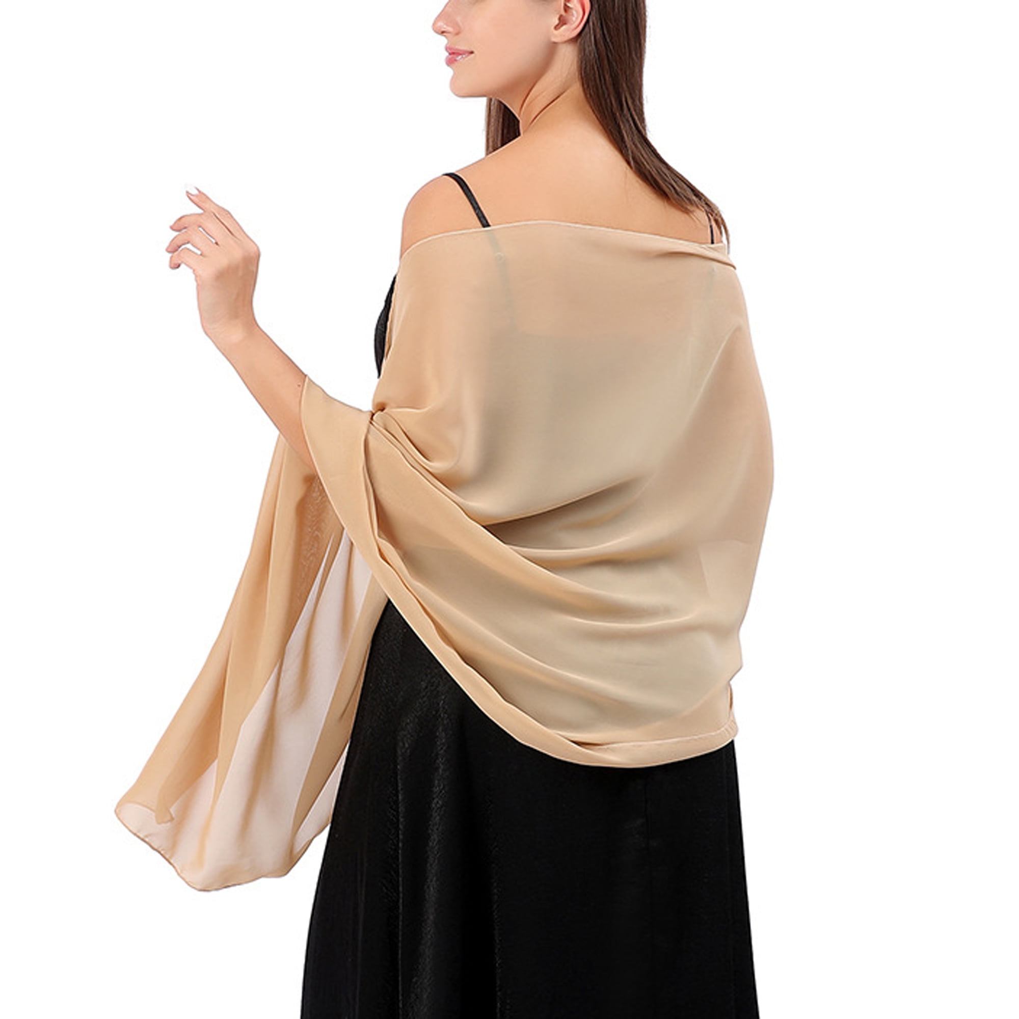 Women Elegant Wedding Shawl Chiffon Shawl Wraps 200 70 Champagne