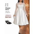 thumbnail image 1 of Women Elegant White Satin Midi Dress With Crystal Embellished Mesh Long, 1 of 9
