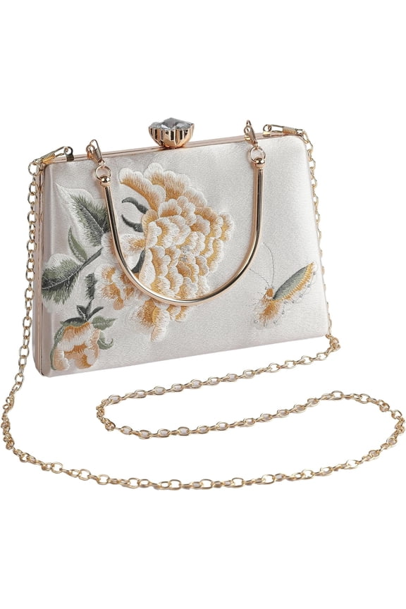 Women Embroidered Bag Silk  Bag Rectangle Handbag Crossbody Bag for Wedding Party Banquet