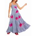 thumbnail image 1 of Women Embroidered Maxi Dress Sleeveless Smocked Flowy Sundress Boho Summer Long Dresses Beach Vocation Blue S, 1 of 6