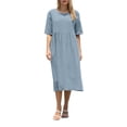 thumbnail image 1 of Women Empire Waist Midi Sundress Summer Casual Boho Beach Dresses Crew Neck Half Sleeve Long Dress with Pockets, 1 of 9