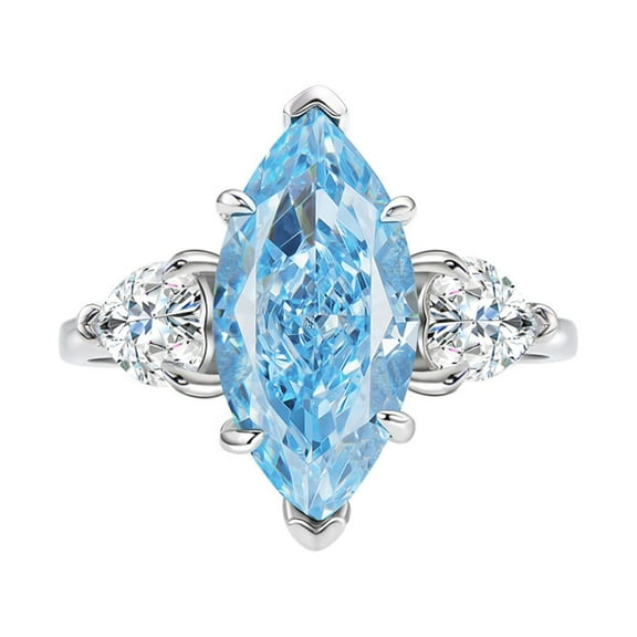 Women Engagement Bands Marquise Cut 8*16mm Zircon Eternity Wedding Rings S925 Sterling Silver Rings for Women Stylish Hypoallergenic Personalized Promise Rings