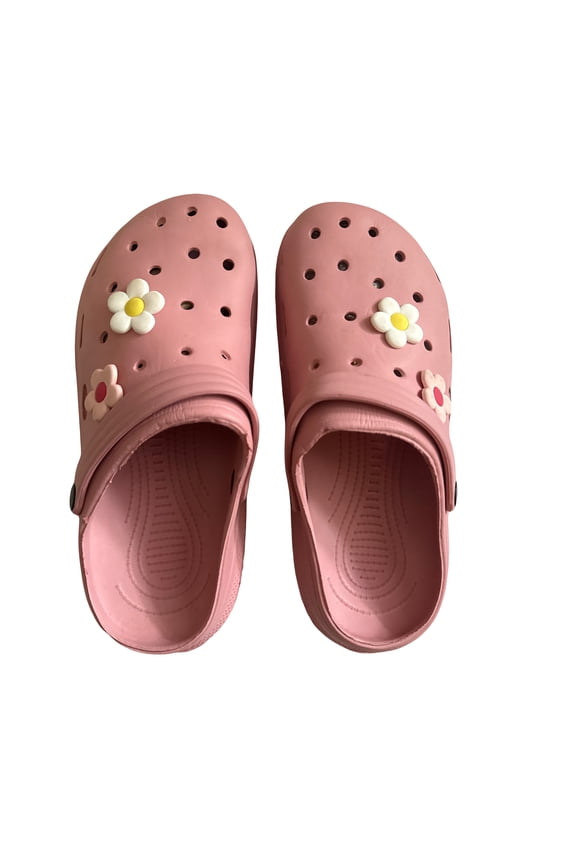 Women Eva Clogs in Pink with Flower Charm US Size 09