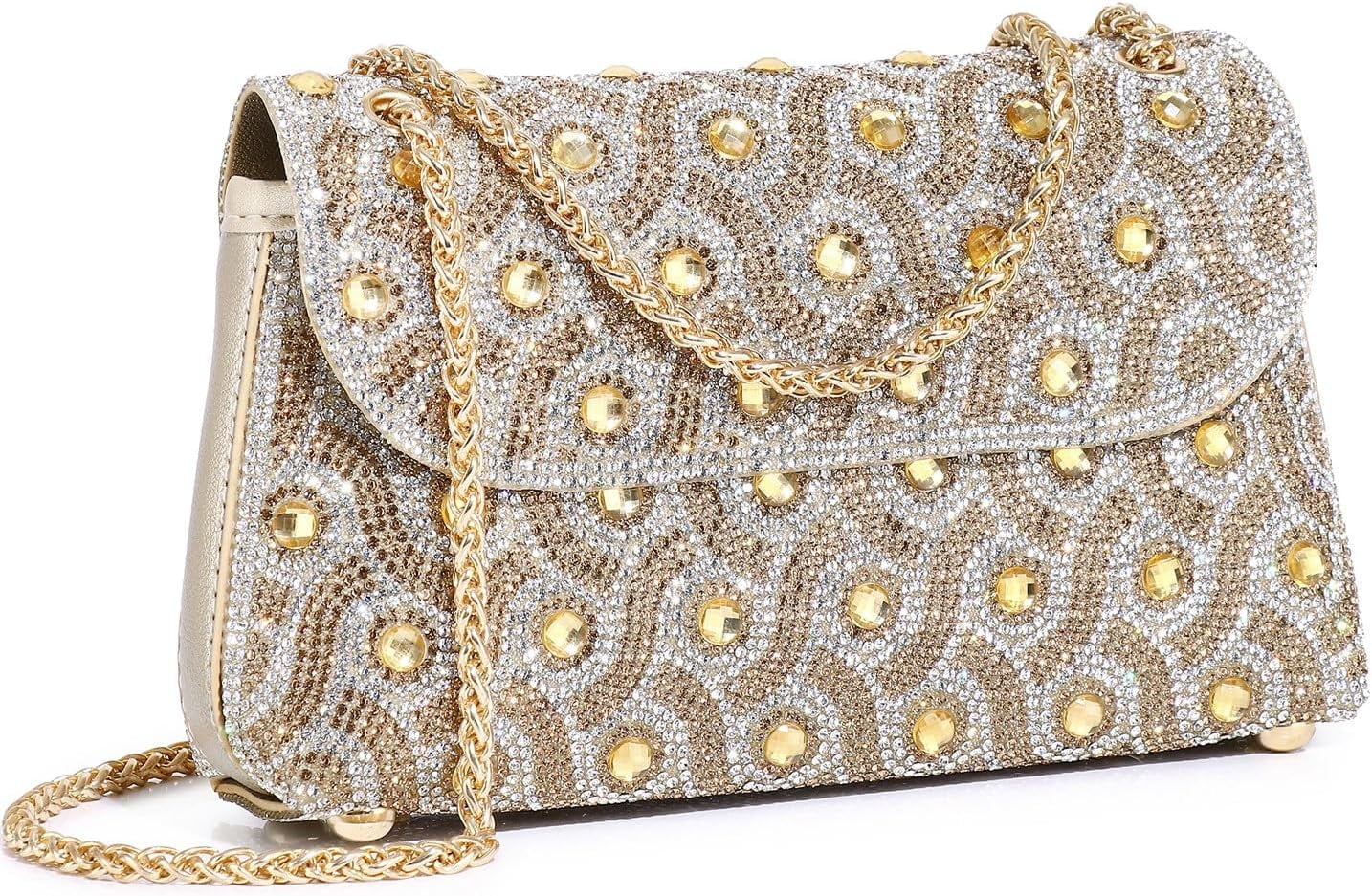 Women's Crystal Evening Clutch Purse - Rhinestone, Sparkling, With Removable Chain, For Wedding Party Prom