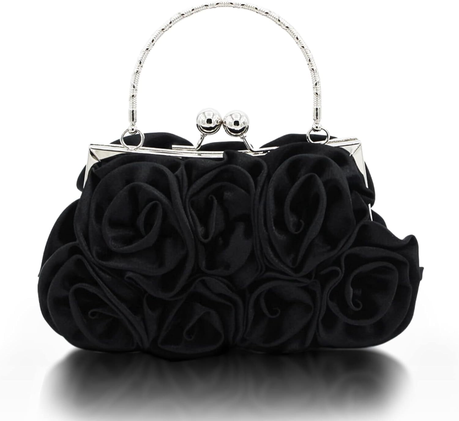 Women Evening Clutch Bag Floral Satin Small Purses with Detachable Strap for Wedding, Party, Prom