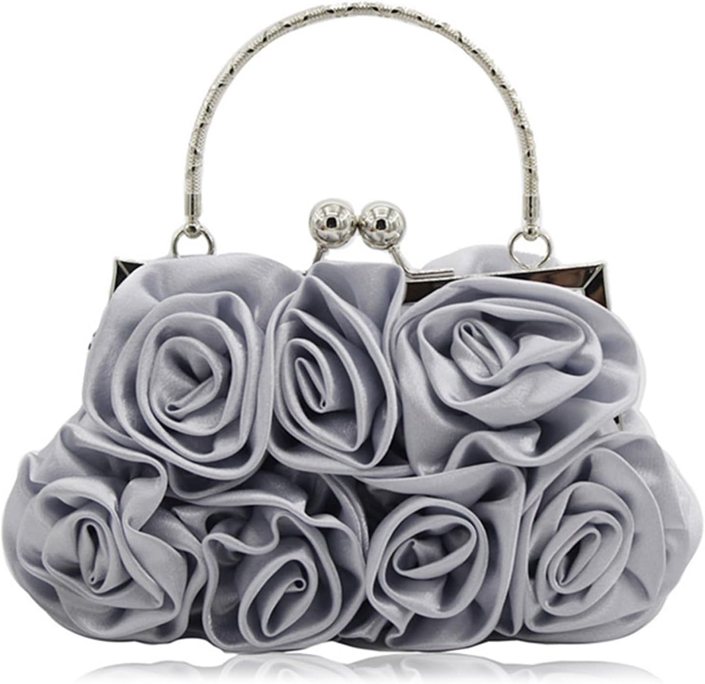 Women Evening Clutch Bag Floral Satin Small Purses with Detachable Strap for Wedding, Party, Prom