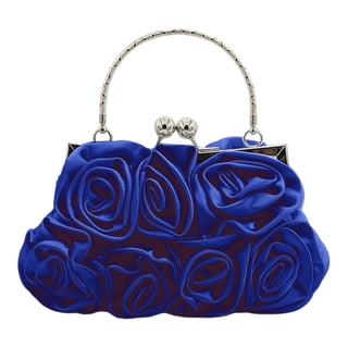 Women Evening Clutch, Small Floral Satin Purse with Detachable Strap for Wedding Party Prom Gift