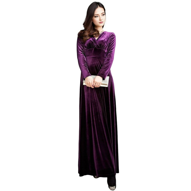 Women's New Gold Velvet Sleeve High Waist Evening Dress Women's New Gold Velvet Sleeve High Waist Evening Dress