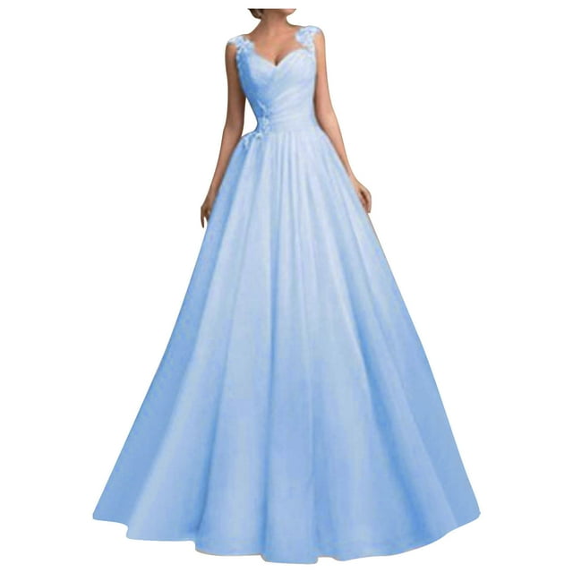 Women Evening Dresses Woman Wedding Dresses 2024 V-Neck Maxi Dress with Embellished Straps Sleeveless Solid Color Evening Dress for Weddings and Parties