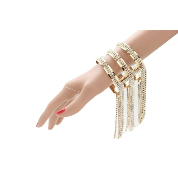Women Evening Fashion Gold Metal Cuff Bracelet Tassel Fringes Holidays Jewelry