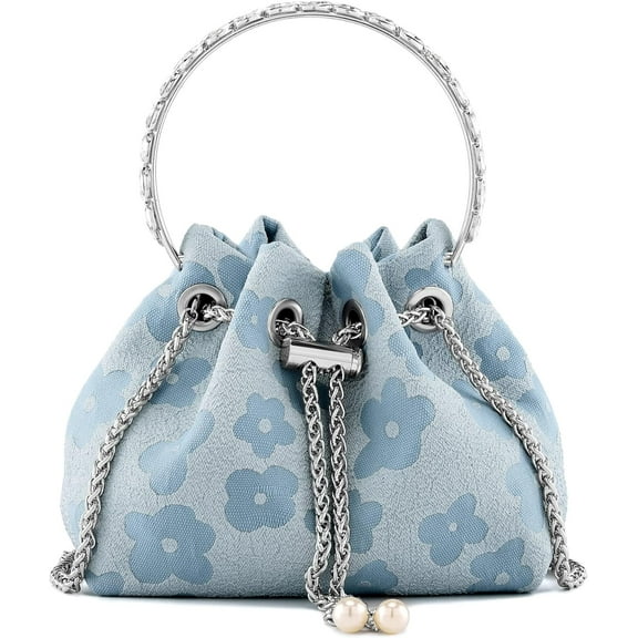 Women Evening Handbag Mini Clutch Rhinestone Pouch Crossbody Handbag Purse Top Handle Floral Shoulder Bag Prom