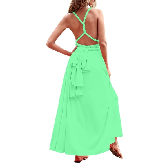 Women Evening Long Prom Dress Convertible Multi Way Spaghetti Strap Wedding Cocktail Maxi Gown