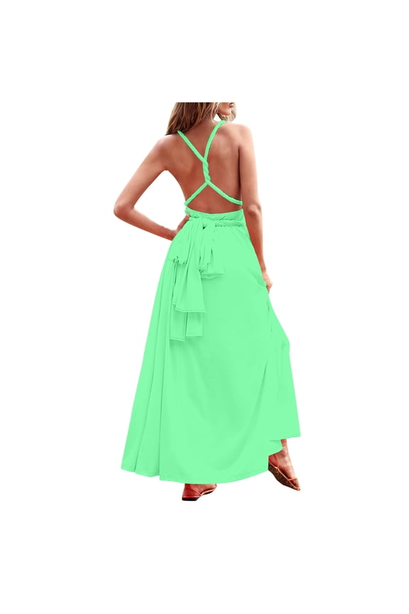 Women Evening Long Prom Dress Convertible Multi Way Spaghetti Strap Wedding Cocktail Maxi Gown