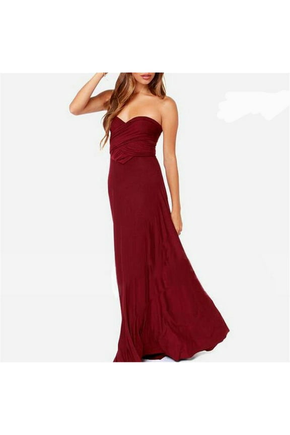 Women Evening Long Prom Dress Multi-Way Wrap Convertible Floor Length Wedding Halter Maxi Gown High Elasticity