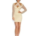 thumbnail image 1 of Women Evening Party Dress Solid Color Cross Halter Neck Hollow-Out Long Sleeve Bodycon Dress Cocktail Mini Dress, 1 of 8