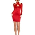 thumbnail image 1 of Women Evening Party Dress Solid Color Cross Halter Neck Hollow-Out Long Sleeve Bodycon Dress Cocktail Mini Dress, 1 of 9