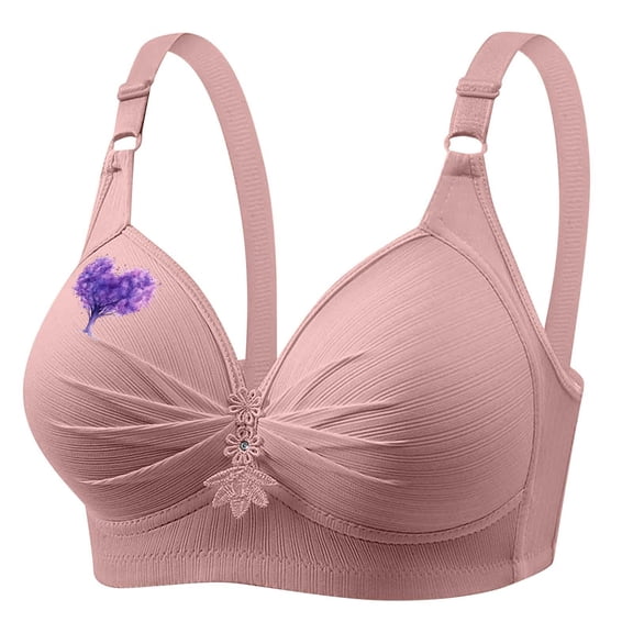 Women Everyday Bras Plus Size Fashion Print Adjustable Straps Sport Bra Comfortable Wireless Bralettes Underwear Pink Small