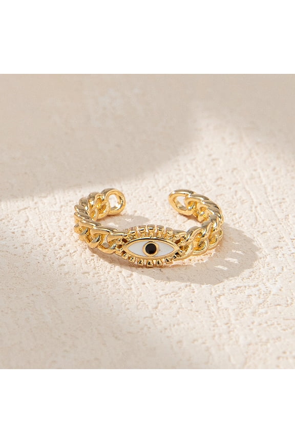 Women Evil Eye Ring Copper Geometric Design Fashion Jewelry Statement Accessory Trendy Unique Charm Bold Charm