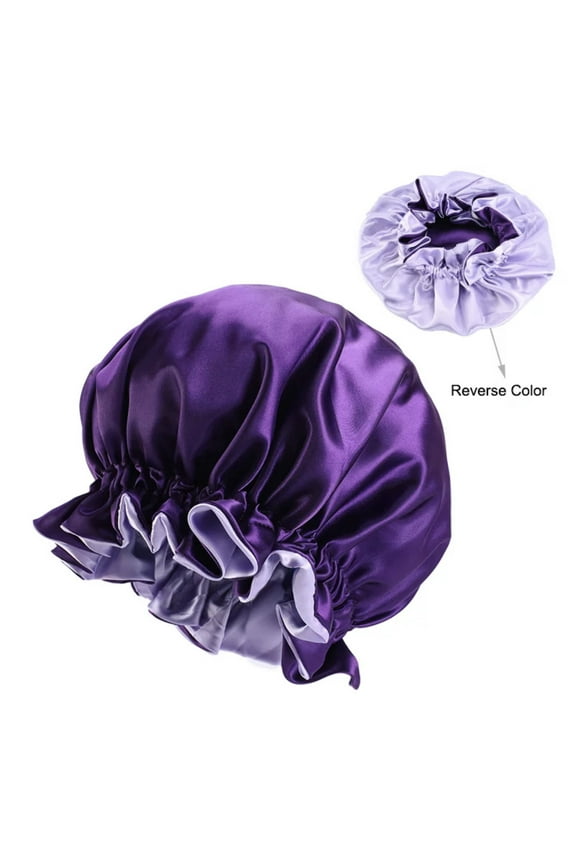Women Extra Large Satin Bonnet Adjustable Silky Sleep Cap Hair Bonnet Double Layered Reversible for Curly, Natural Hair XL-ADULT