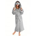 thumbnail image 1 of Women Eye Mask Bathrobe Flannels Robe Full-Length Loungewear Open Front Pajama 2025 Winter Sleepwear Long Sleeve Bedtime Shirts Fleece Thicken Nightdress Soft Belt PJs, 1 of 8