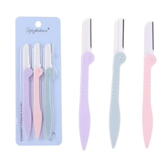 Women Eyebrow Trimmer & Facial Shaver 3 Pack - Precision Grooming Tool, Foldable Design, Safe & Comfortable Edge, Cosmetic Hair Remover, Portable Travel-Friendly, Makeup Prep Tool, Makeup Organizers
