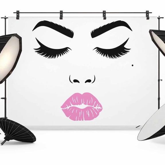 Women Eyebrows Lip Photography Backdrop 7x5FT, Abstract Modern Face Photo Backdrops, Background for Photography Studio Photo Studio Background, Back Drop for Photoshoot