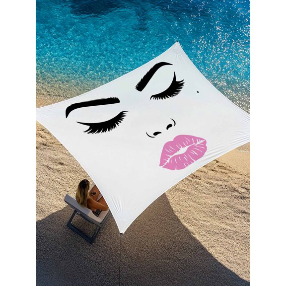 Women Eyebrows Lip Sun Shade Sail 14' x 18', Abstract Modern Face Rectangle Outdoor Sunshade Canopy, Waterproof UV Block Patio Covers for Garden Yard Beach
