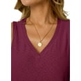 thumbnail image 1 of Women Eyelet Embroidery V Neck Beach Vacation Fashion Boho Sleeveless Tank Top Claret M, 1 of 5