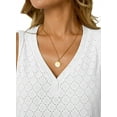 thumbnail image 1 of Women Eyelet Embroidery V Neck Beach Vacation Fashion Boho Sleeveless Tank Top White M, 1 of 6