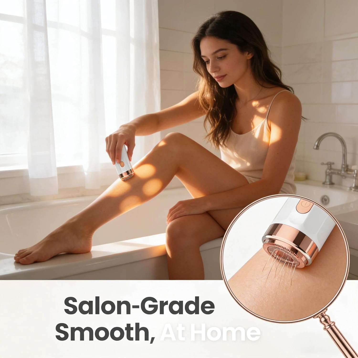 Women Face Epilator, 2-in-1 Painless Facial Hair Remover & Body Shaver, Rechargeable Cordless IPX Waterproof Hair Removal Tool for Eyebrows Lip Chin Arms Underarms, Ideal for Women Home Travel