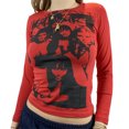thumbnail image 1 of Women Face Portrait Top Graphic Long Sleeves Crop Top T-Shirt, 1 of 9